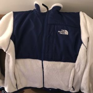 Blue and White Northface zip up jacket